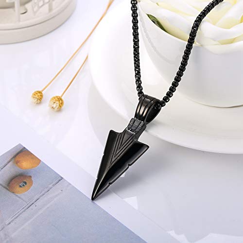 Yadoca Collar Colgante de Acero Inoxidable para Hombres Chicos Punta de Lanza Punta de Flecha Colgante Collar de Cadena Tono Plateado Tono Dorado Negro