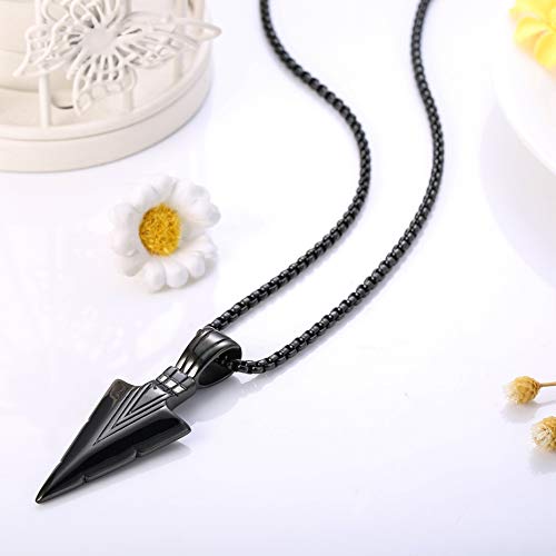 Yadoca Collar Colgante de Acero Inoxidable para Hombres Chicos Punta de Lanza Punta de Flecha Colgante Collar de Cadena Tono Plateado Tono Dorado Negro
