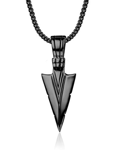 Yadoca Collar Colgante de Acero Inoxidable para Hombres Chicos Punta de Lanza Punta de Flecha Colgante Collar de Cadena Tono Plateado Tono Dorado Negro