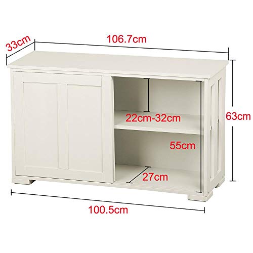 Yaheetech Aparador Buffet Armario de Salón Aparador Mueble con Puerta Corredera 106 x 33 x 63 cm