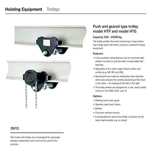Yale amz1022796 HTG resistente a la corrosión Gear Viaje viga/haz carrito, 500 kg, ancho: 50 mm-220 mm