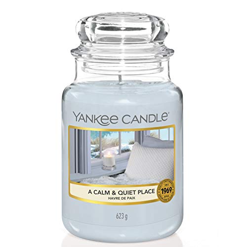 Yankee Candle tarro, Lugar tranquilo, gris, 10,7 x 10,7 x 16,8 cm