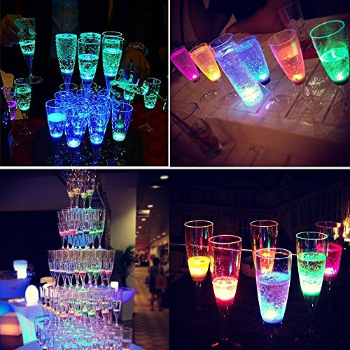 YANX Copa de Champán de LED Líquido Activado Copas Vino Champagne Glasses para Fiestas, Bar, Boda, Festival (Paquete de 6 Unidades)