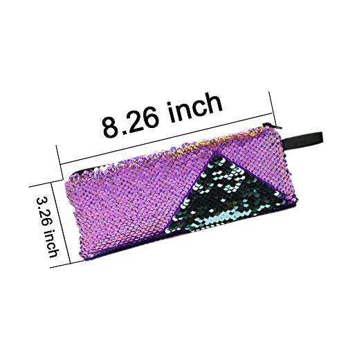 YAODHAOD Estuche para lápices, Estuche de lentejuelas reversible con purpurina Estuche pequeño para organizador de maquillaje, Estuche para lápices Estuche para monedero (Arco iris/Rosa/Rojo rosa)