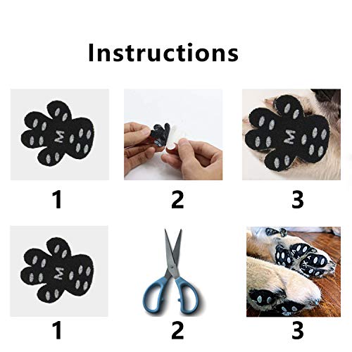 YAODHAOD Protector de huellas de perro, 24 almohadillas de tracción antideslizantes resistentes, autoadhesivas y desechables, para perros, zapatos de perro, calcetines de repuesto (XL, negro)