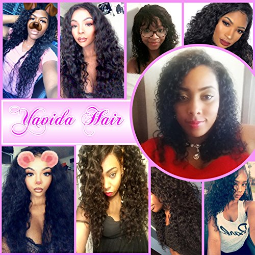 Yavida Extensiones Pelo Natural Extensiones de Cabello Natural Rizado Pelo Humano Natural Brasileño 300G Pelo Humano de la Onda del Agua 22 24 26 Pulgadas