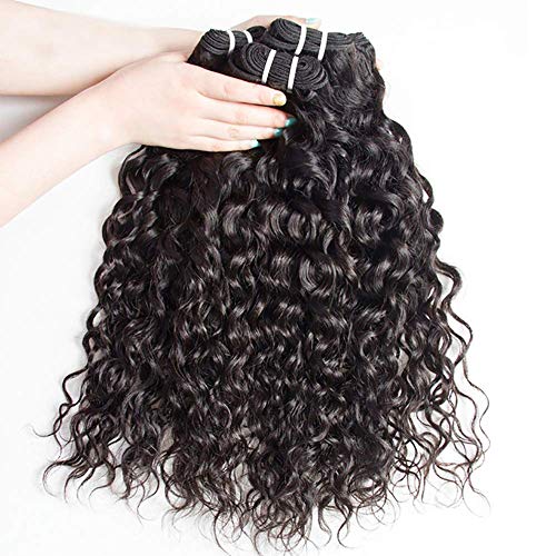 Yavida Extensiones Pelo Natural Extensiones de Cabello Natural Rizado Pelo Humano Natural Brasileño 300G Pelo Humano de la Onda del Agua 22 24 26 Pulgadas