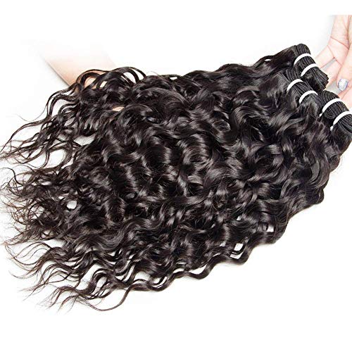 Yavida Extensiones Pelo Natural Extensiones de Cabello Natural Rizado Pelo Humano Natural Brasileño 300G Pelo Humano de la Onda del Agua 22 24 26 Pulgadas