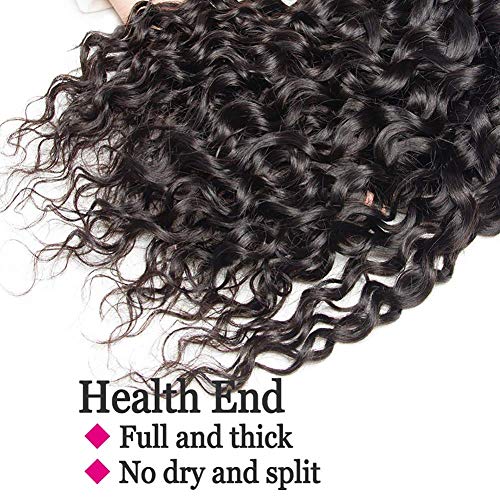 Yavida Extensiones Pelo Natural Extensiones de Cabello Natural Rizado Pelo Humano Natural Brasileño 300G Pelo Humano de la Onda del Agua 22 24 26 Pulgadas