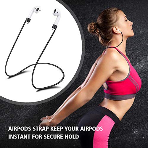 YCFIRE Funda Protectora para AirPods, AirPods Accesorios Funda y Piel Protectoras de Silicona para Apple Airpods 1 & 2 Carga Funda con Airpods Ganchos de Protección Airpods Correas (Negro + Blanco)