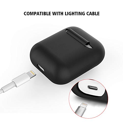 YCFIRE Funda Protectora para AirPods, AirPods Accesorios Funda y Piel Protectoras de Silicona para Apple Airpods 1 & 2 Carga Funda con Airpods Ganchos de Protección Airpods Correas (Negro + Blanco)