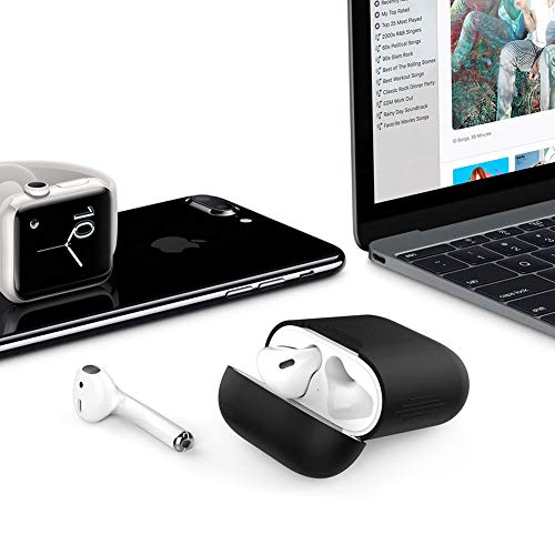 YCFIRE Funda Protectora para AirPods, AirPods Accesorios Funda y Piel Protectoras de Silicona para Apple Airpods 1 & 2 Carga Funda con Airpods Ganchos de Protección Airpods Correas (Negro + Blanco)