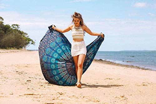 YCRY Tapices Decorativos Tapiz de Mandala de Pavo Real Bohemio más Vendido Tapiz de Pared decoración de Granja Cortina de Cama de poliéster Bohemio Tapiz Hippie-Mandala bronceadora_148x200cm