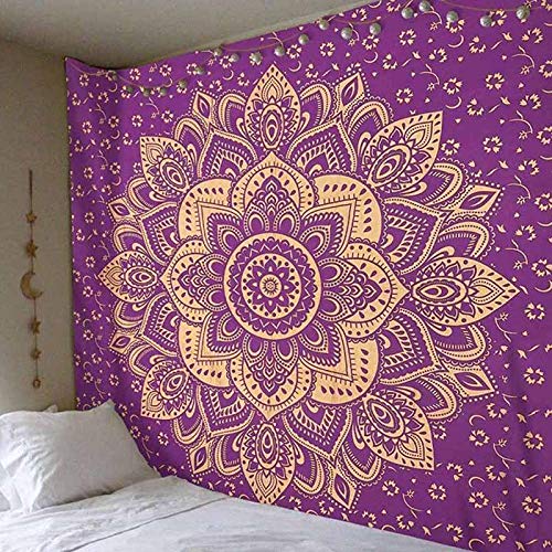 YCRY Tapices Decorativos Tapiz de Mandala de Pavo Real Bohemio más Vendido Tapiz de Pared decoración de Granja Cortina de Cama de poliéster Bohemio Tapiz Hippie-Mandala bronceadora_148x200cm