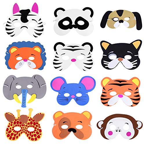 YeahiBaby Máscara de Espuma de Animales Surtidos para los niños Fiesta de cumpleaños favores de Vestir Costume-12pcs