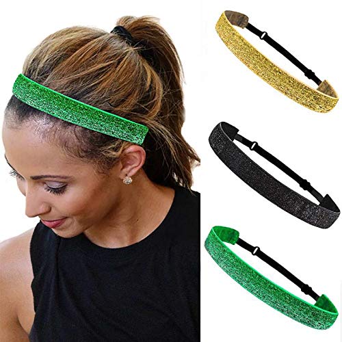 Yean Yoga Shinny diademas elásticas para el pelo para mujeres y niñas (paquete de 3)