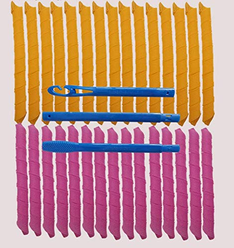 Yeelight - Juego de 20 rizadores de pelo mágicos en espiral, 20 rizadores de pelo sin calor y 1 ganchos para peinar, para cabello extra largo de hasta 55 cm