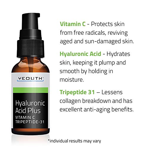 YEOUTH Best Anti Aging Vitamin C Serum with Hyaluronic Acid & Tripeptide 31 Trumps ALL Others (2oz) (1oz)