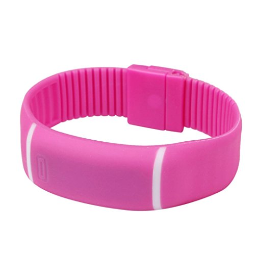 Yesmile Relojes❤️Reloj para Hombre de Goma LED para Mujer Fecha Reloj Deportivo Pulsera Reloj Digital (Rosa Caliente)