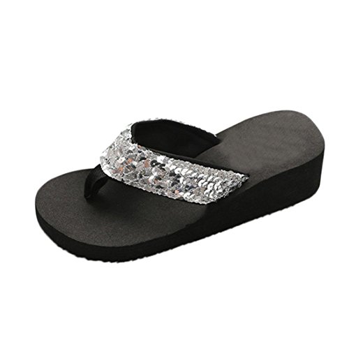 Yesmile Sandalias para Mujer Zapatos Casual de Mujer Sandalias de Verano para Fiesta y Boda Sandalias Antideslizantes de Verano para Mujer (38, Plata)