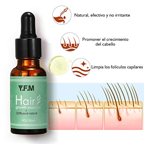 Y.F.M Crecimiento de Cabello, Tratamiento para el Cabello, Aceite para el Crecimiento de Pelo, Hair Serum, Estimula el Crecimiento de Pelo para Hombres y Mujeres