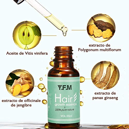 Y.F.M Crecimiento de Cabello, Tratamiento para el Cabello, Aceite para el Crecimiento de Pelo, Hair Serum, Estimula el Crecimiento de Pelo para Hombres y Mujeres