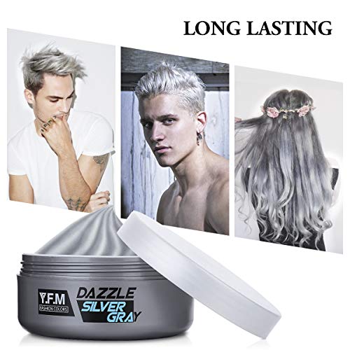 Y.F.M Tinte de Pelo Gris Cera Cabello Para Pelo Gris Plata, Crema Para Colorante Pelo Temporal, Silver Gray Hair Color 120 ml