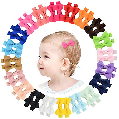 YHXX YLEN 40 lazos para el pelo para niñas de 2 pulgadas, lazos de grogrén, para niñas, adolescentes, niños, bebés, en pares, pequeños, 20 pares 795