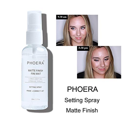 Yiitay Cosmetics Spray de maquillaje mate, spray hidratante, 3 en 1, pulverizador de imprimación y correcto, spray de fijación y acabado para cara, 50 ml, transparente