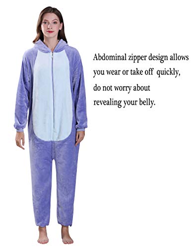 Yimidear® Unisex Cálido Pijamas para Adultos Cosplay Animales de Vestuario Ropa de Dormir Halloween y Navidad(S, Azul Stitch)