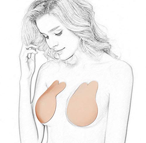 YingDeLi - Sujetador sin tirantes para mujer, diseño de conejo sin espalda, autoadhesivo, de silicona, invisible, sin tirantes, sin espalda, reutilizable, push up