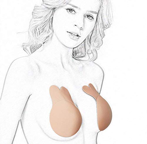 YingDeLi - Sujetador sin tirantes para mujer, diseño de conejo sin espalda, autoadhesivo, de silicona, invisible, sin tirantes, sin espalda, reutilizable, push up