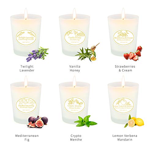Yinuo Mirror Velas Aromaticas de Paquete 6, Velas Perfumadas de Cera de Soja Natural, 2.5 onzas por Taza Velas de Vidrio, Regalos para Mujeres y Aliviar el Estrés