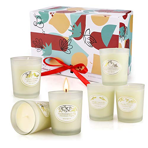 Yinuo Mirror Velas Aromaticas de Paquete 6, Velas Perfumadas de Cera de Soja Natural, 2.5 onzas por Taza Velas de Vidrio, Regalos para Mujeres y Aliviar el Estrés