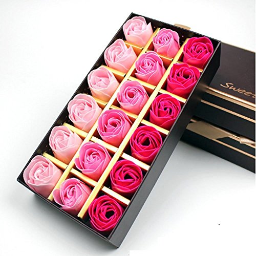 YIQI 18PCS Jabón Rose Flower - Jabón perfumado Flora Rose Flower - Jabón de aceites Esenciales de Plantas, Regalo para Aniversario/Cumpleaños/Boda/Día de San Valentín (Rose Red)