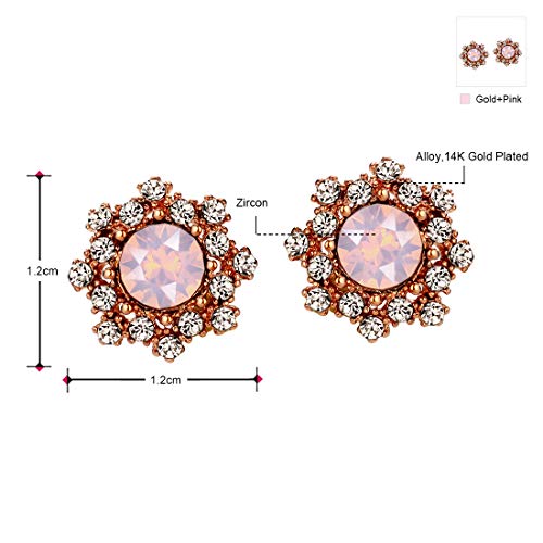 Yishi Pendientes Semental Flor con Circonitas Rosado Joya Original Regalo para Mujer Chica