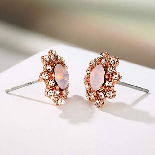 Yishi Pendientes Semental Flor con Circonitas Rosado Joya Original Regalo para Mujer Chica