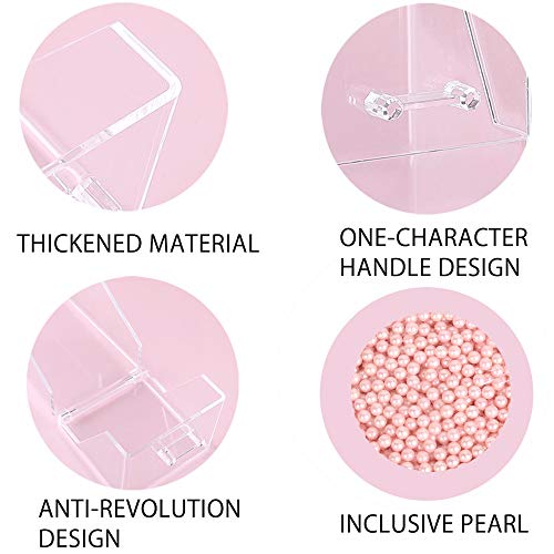 YISHI Soporte para brochas de maquillaje, organizador de brochas de maquillaje con tapa, a prueba de polvo, contenedores de brochas de maquillaje con perlas gratis