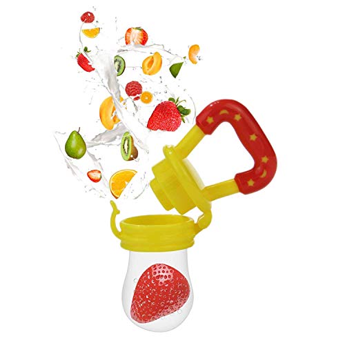 Yisscen Chupete fruta - Chupete para alimentos frescos con 3 tamaños diferentes Reemplazo de pezones de silicona (S, M, L) - Juguete para niños Dentición Chupete Mordedor (Amarillo)