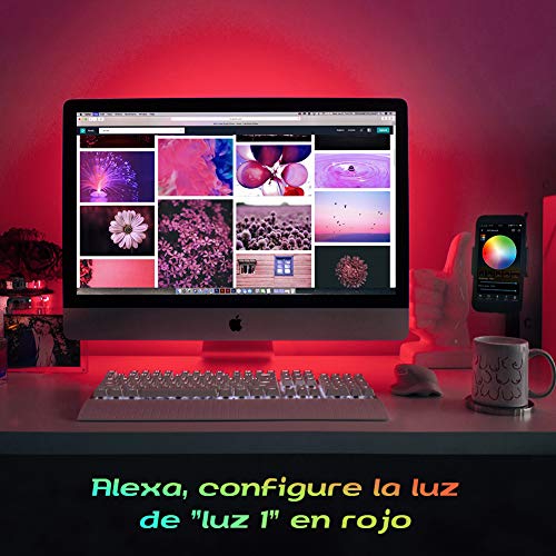 YISSVIC WIFI Tira LED Tiras de LED Inteligente 5m 5050RGB Multicolor 12V Impermeable IP65 Aplicación con ALEXA Google Home IFTTT Teléfono Control Remoto 24 Teclas