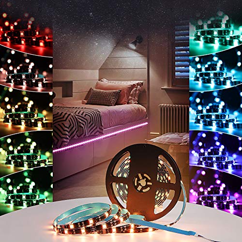 YISSVIC WIFI Tira LED Tiras de LED Inteligente 5m 5050RGB Multicolor 12V Impermeable IP65 Aplicación con ALEXA Google Home IFTTT Teléfono Control Remoto 24 Teclas