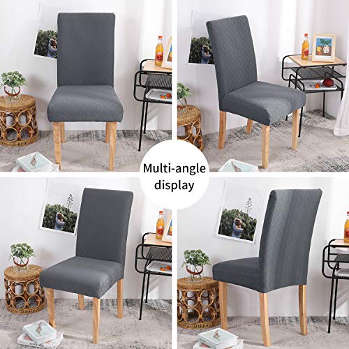 YISUN Fundas de Silla de Comedor en Jacquard, Elásticas y Modernas, Extraíbles y Lavables, Fundas de Licra para Sillas Altas 4/6 Piezas Fundas Protectoras para Sillas