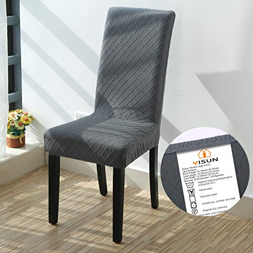 YISUN Fundas de Silla de Comedor en Jacquard, Elásticas y Modernas, Extraíbles y Lavables, Fundas de Licra para Sillas Altas 4/6 Piezas Fundas Protectoras para Sillas
