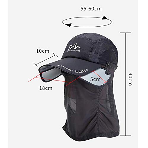 Yiyu Cap Transpirable Unisex del Verano la Cara del Acoplamiento Correa de Cuello de la Correa de Barbilla de protección Solar del Sombrero del Cubo x (Color : Gray)