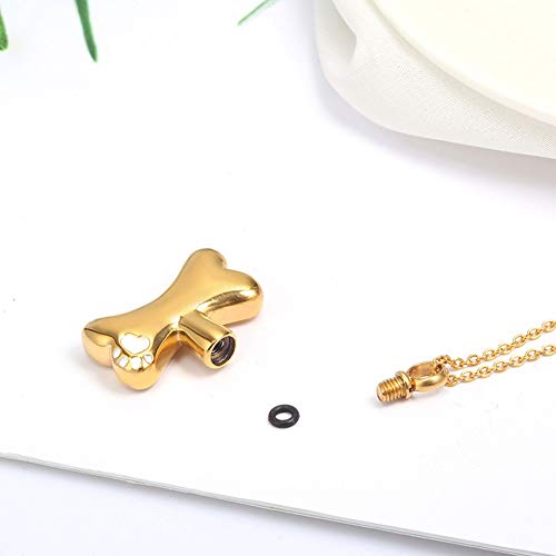 Yiyu Collar de Cenizas for el Collar Colgante de joyería Burning de la impresión de Hueso de Perro Pet Memorial joyería Cenizas Cilindro for los Recuerdos Fireburies joyería x (Color : Gold)