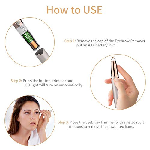 Yiyu La maquinilla de Afeitar de la ceja, ceja Condensador de Ajuste eléctrico del Pelo de la ceja del Condensador de Ajuste - removedor de Pelo de la ceja sin Dolor for Las Mujeres x (Color : Gold)