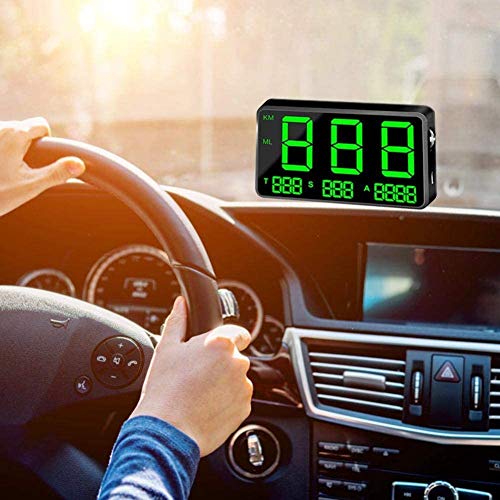 Yiyu Velocímetro GPS Velocímetro del Coche HUD Head Up Display, km/h de Velocidad de Alarma mph, Cargador USB Disponibles, for Todos los vehículos, Bicicletas x (Color : Black)