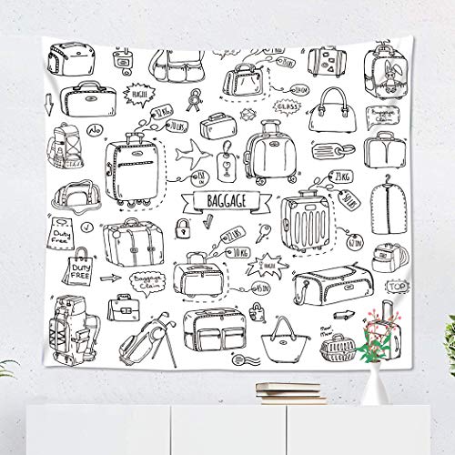 Y·JIANG - Tapiz para equipaje (152,4 x 127,0 cm), diseño de iconos de equipaje