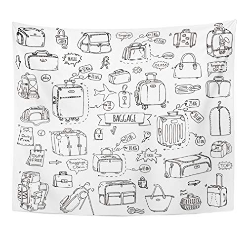 Y·JIANG - Tapiz para equipaje (152,4 x 127,0 cm), diseño de iconos de equipaje