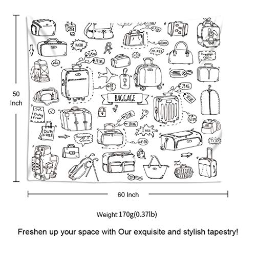 Y·JIANG - Tapiz para equipaje (152,4 x 127,0 cm), diseño de iconos de equipaje